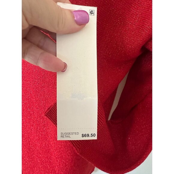 Ruby Rd. Small Womens Red Cowl Neck Sweater With Rhinestone Accents Long Sleeve - Picture 10 of 13